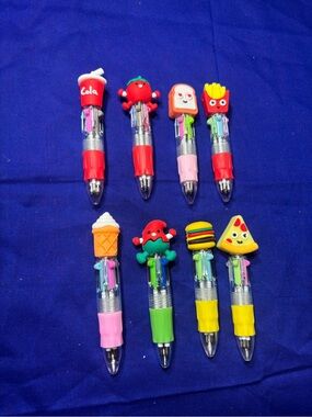 New Multi-Color Novelty Multi-Color Cartoon Food Multi-Function Pens Set of 8